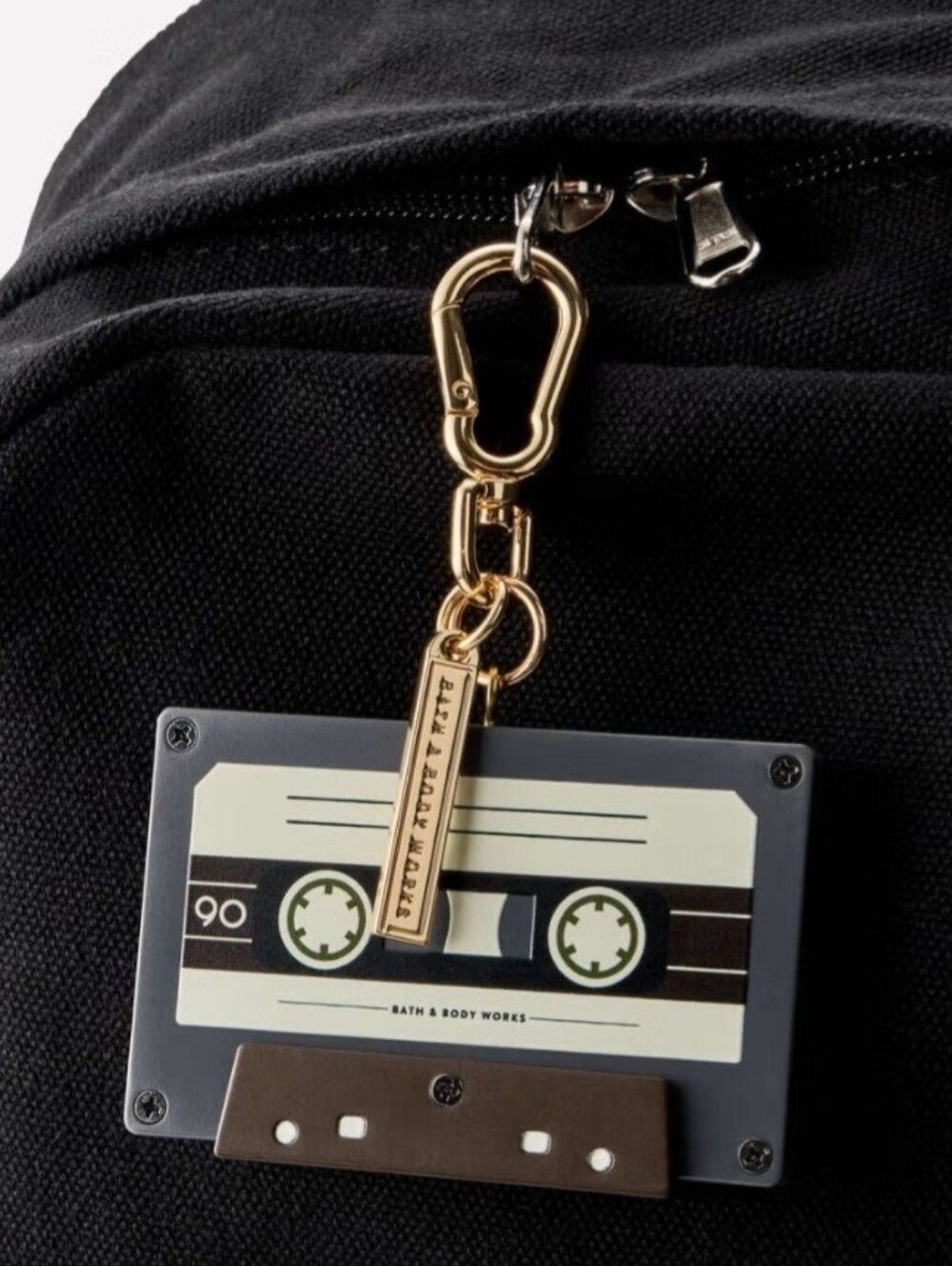 BBW Charmed By You Cassette Tape Bag Charm Goldtone Keychain Logo Tag New OOS - Picture 8 of 8